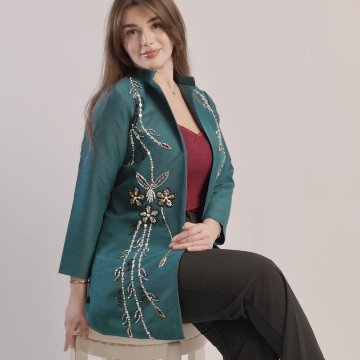 بدله تركواز شك مع بنطلون